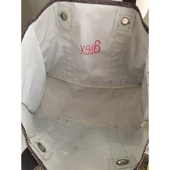 Thirty-One Medium Utility Tote Brown with White Polka Dots - Picture 3 of 6